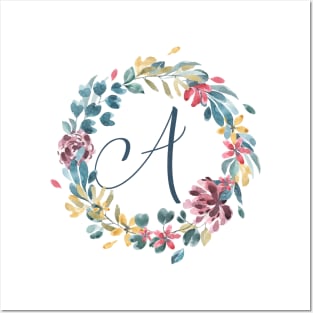 Floral Monogram A Colorful Full  Blooms Posters and Art